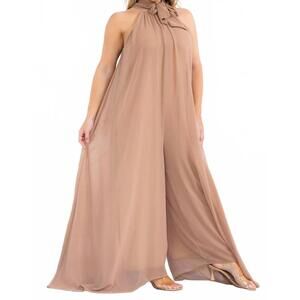 NEW KAREN KANE sleeveless halter jumpsuit in beige